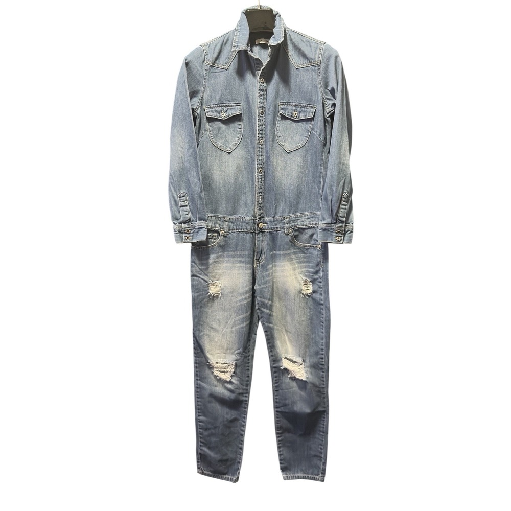 Go Jane Jeans Denim Utility Painters Jumpsuit Pants Womens Sz M